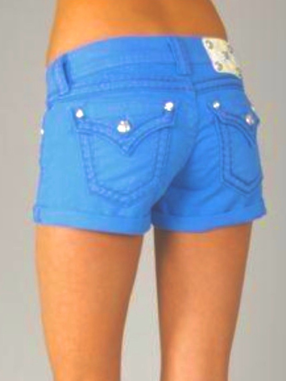 Miss Me Rare Sky Blue Rolled Shorts 25